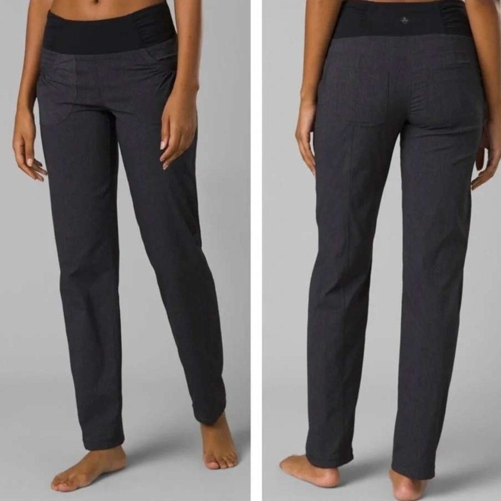 prAna Summit Hybrid Pants Women's L Regular Inseam Charcoal DWR Hiking Stretch